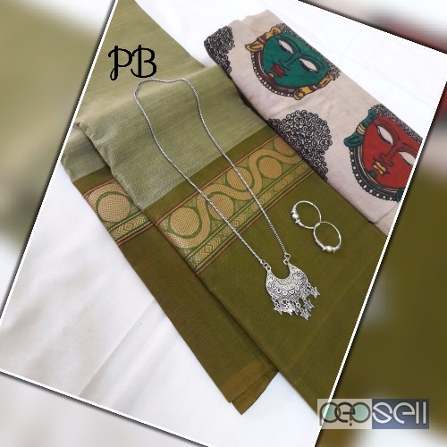 PB brand chettinad cotton sarees with kalamkari blouse 4 