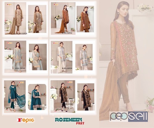 elegant fepic rosemeen pret georgette pakistani suits with nazneen dupatta available 3 