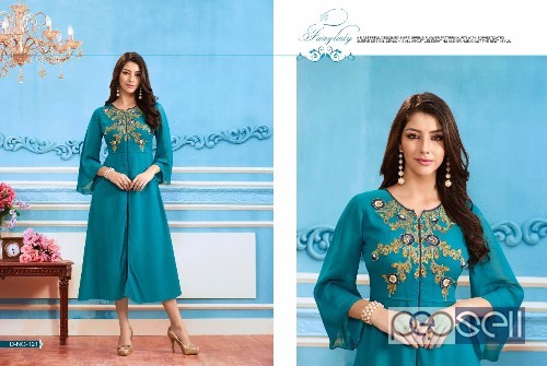 magnificent kajree paisley embroidered georgette fashionable kurtis available 0 
