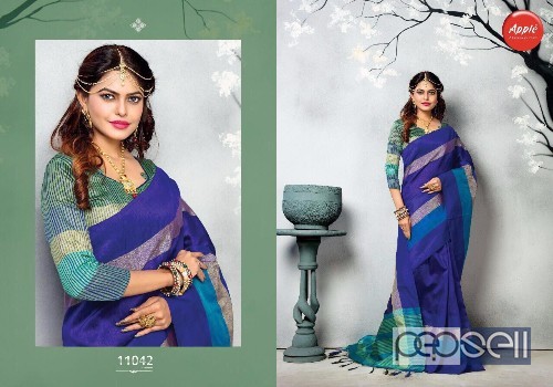 elegant apple sambhalpuri vol 1 plain silk border sarees with blouse piece avaialble 4 