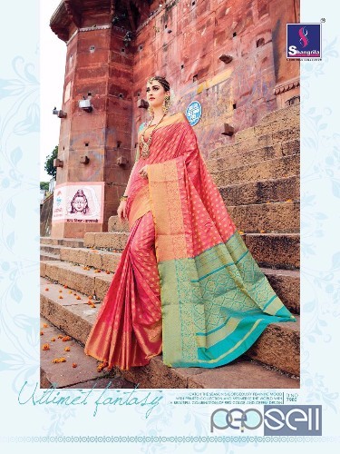 elegant shangrila varanasi weaving silk sarees with rich pallu and paire blouse avaialble 0 