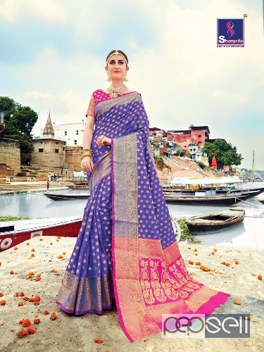 elegant shangrila varanasi weaving silk sarees with rich pallu and paire blouse avaialble 4 