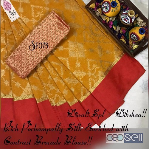 SF-078 brand pochampally silk sarees at wholesale moq- 5pcs price- rs800 each no singles or retail 0 