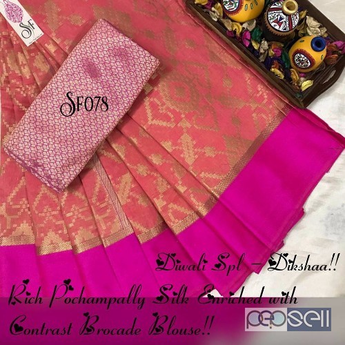 SF-078 brand pochampally silk sarees at wholesale moq- 5pcs price- rs800 each no singles or retail 2 