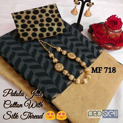 MF718 patola jute cotton sarees non catalog at wholesale price- rs750 each moq- 10pcs no singles or retail 2 
