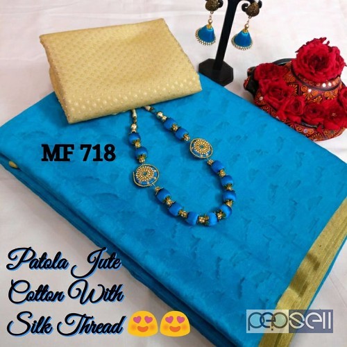 MF718 patola jute cotton sarees non catalog at wholesale price- rs750 each moq- 10pcs no singles or retail 3 