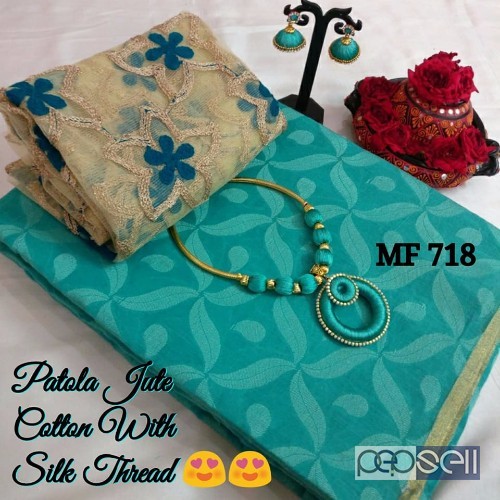 MF718 patola jute cotton sarees non catalog at wholesale price- rs750 each moq- 10pcs no singles or retail 4 