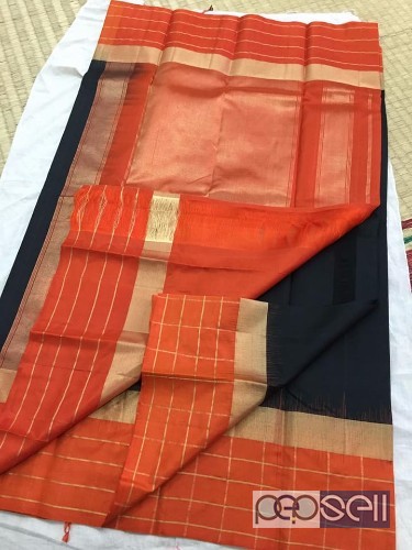 elegant pure kanchi silk sarees with zari checks, contrast rich pallu and blouse available 2 