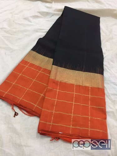 elegant pure kanchi silk sarees with zari checks, contrast rich pallu and blouse available 3 