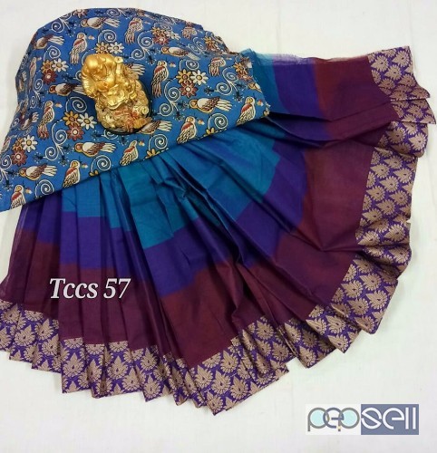 elegant tccs chettinadu cotton sarees with kalamkari printed blouse avaialble 0 