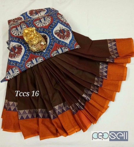elegant tccs chettinadu cotton sarees with kalamkari printed blouse avaialble 1 