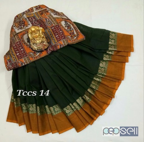 elegant tccs chettinadu cotton sarees with kalamkari printed blouse avaialble 2 