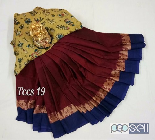 elegant tccs chettinadu cotton sarees with kalamkari printed blouse avaialble 3 
