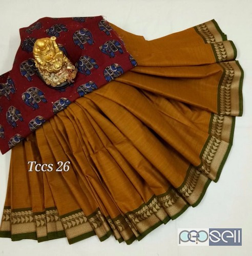 elegant tccs chettinadu cotton sarees with kalamkari printed blouse avaialble 4 