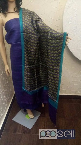 elegant pure khadi silk plain top with pure tussar printed dupatta available 2 