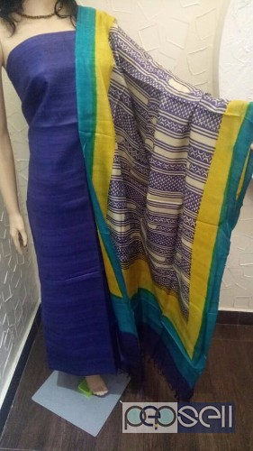 elegant pure khadi silk plain top with pure tussar printed dupatta available 5 