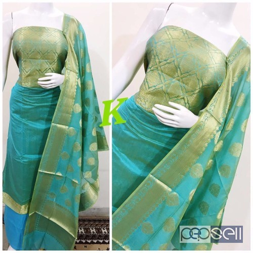 elegant pure banarasi chanderi silk suits with cotton bottom and banarasi dupatta 2 