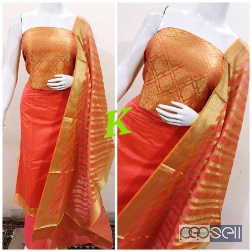 elegant pure banarasi chanderi silk suits with cotton bottom and banarasi dupatta 3 