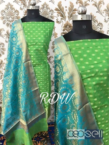 elegant rdw banarasi chanderi silk suits with cotton bottom and banarasi dupatta avialable 0 