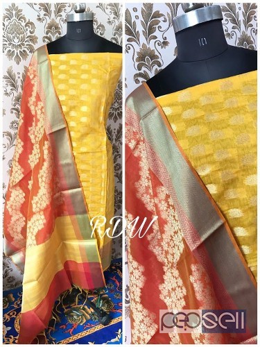 elegant rdw banarasi chanderi silk suits with cotton bottom and banarasi dupatta avialable 2 
