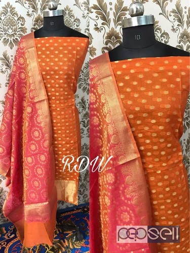 elegant rdw banarasi chanderi silk suits with cotton bottom and banarasi dupatta avialable 3 