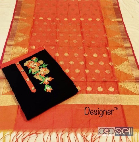 DESIGNER brand non catalog salwar kameez collection Pure chanderi silk top with ribbon work on neck with Jaqard silk Dupatta price- rs1100each moq- 4p 1 