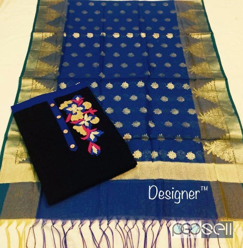 DESIGNER brand non catalog salwar kameez collection Pure chanderi silk top with ribbon work on neck with Jaqard silk Dupatta price- rs1100each moq- 4p 2 