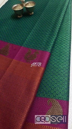 elegant mtb kora kanchi weaving sarees with contrast pallu and blouse avaialble 2 