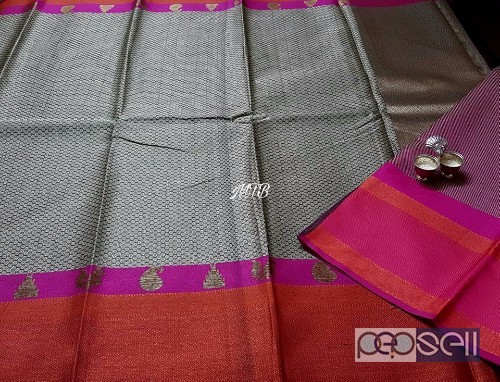 elegant mtb kora kanchi weaving sarees with contrast pallu and blouse avaialble 3 