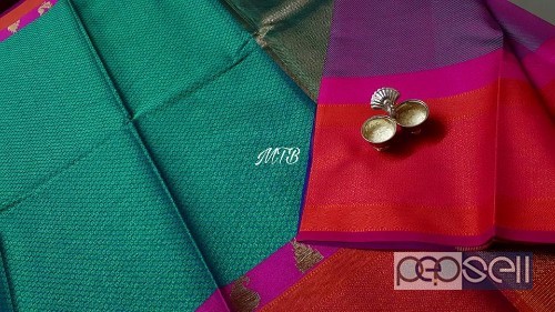 elegant mtb kora kanchi weaving sarees with contrast pallu and blouse avaialble 4 