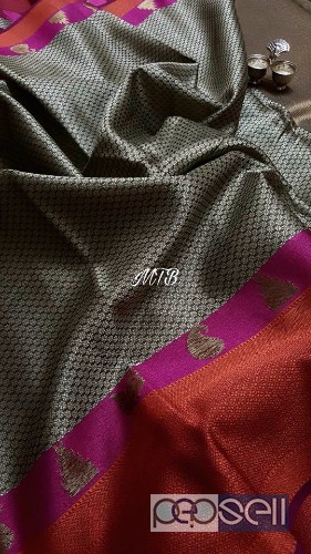 elegant mtb kora kanchi weaving sarees with contrast pallu and blouse avaialble 5 