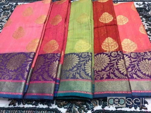 elegant dupion art silk weaving sarees with contrast pallu and blouse available 0 