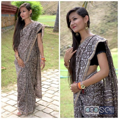 latest collection of silk cotton hand block printed sarees with blouse available 0 