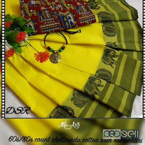elegant latest collection of dsr chettinad sarees with kalamkari blouse and jewellery 1 