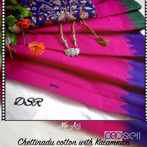 elegant latest collection of dsr chettinad sarees with kalamkari blouse and jewellery 4 