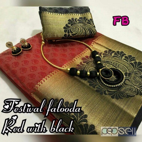 FB brand festival falooda tussar silk sarees price- rs750 each moq- 10pcs no singles or retail 1 