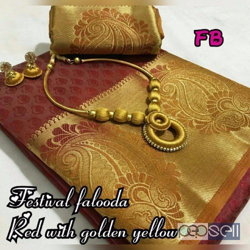 FB brand festival falooda tussar silk sarees price- rs750 each moq- 10pcs no singles or retail 3 