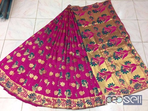 elegant pure organza silk sarees with rich pallu and contrast blouse available 2 