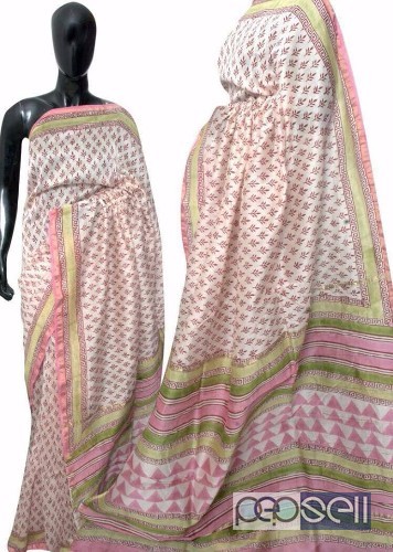 elegant latest collection of chanderi printed sarees with blouse available 1 