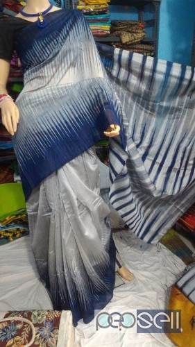 elegant latest collection of cotton silk ikkat handloom sarees with blouse avialble 0 