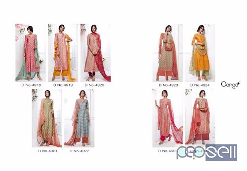 ganga fashionista kora silk printed plazo suit sets at wholesale 4 