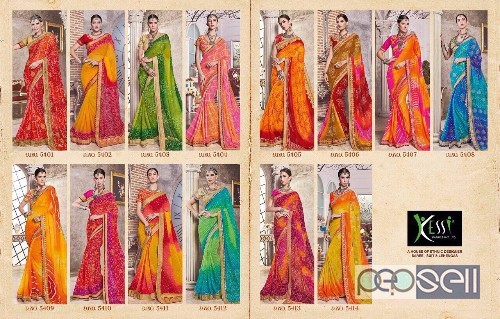 kessi bandhej vol6 bandhej georgette printed sarees catalog at wholesale  moq- 12pcs  no singles  price- rs1040 each 5 