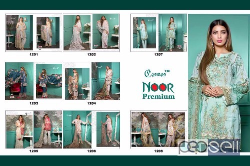 elegant cosmos noor premium cotton satin pakistani suits with net dupatta 0 