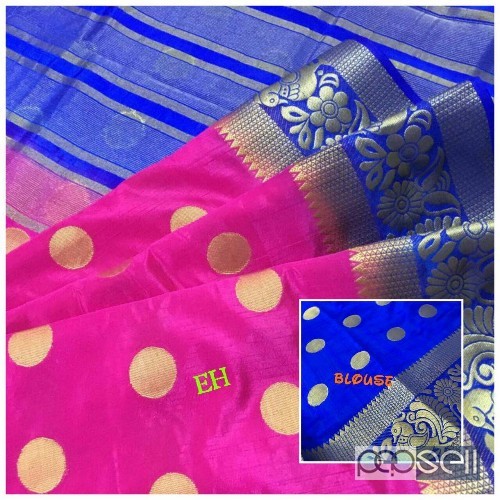 EH brand Raw silk saree with contrast running blouse price- rs750 each moq- 10pcs no singles or retail 0 