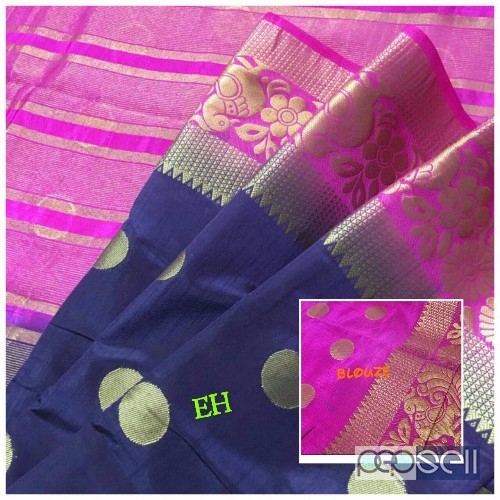 EH brand Raw silk saree with contrast running blouse price- rs750 each moq- 10pcs no singles or retail 5 