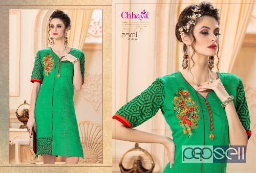 elegant chhaya asmi embroidered kora silk kurtis avaialble in all sizes 3 