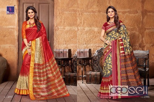 elegant shangrila kanjivaram silk vol 8 printed silk sarees with running blouse avaialble 0 