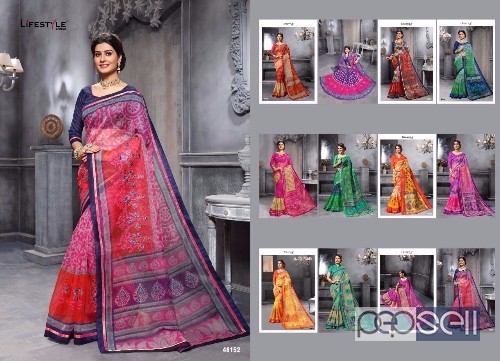 elegant lifestyle katha cotton vol 10 cotton work sarees with blouse available 0 