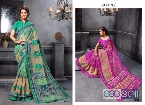elegant lifestyle katha cotton vol 10 cotton work sarees with blouse available 2 