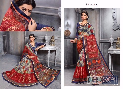 elegant lifestyle katha cotton vol 10 cotton work sarees with blouse available 3 